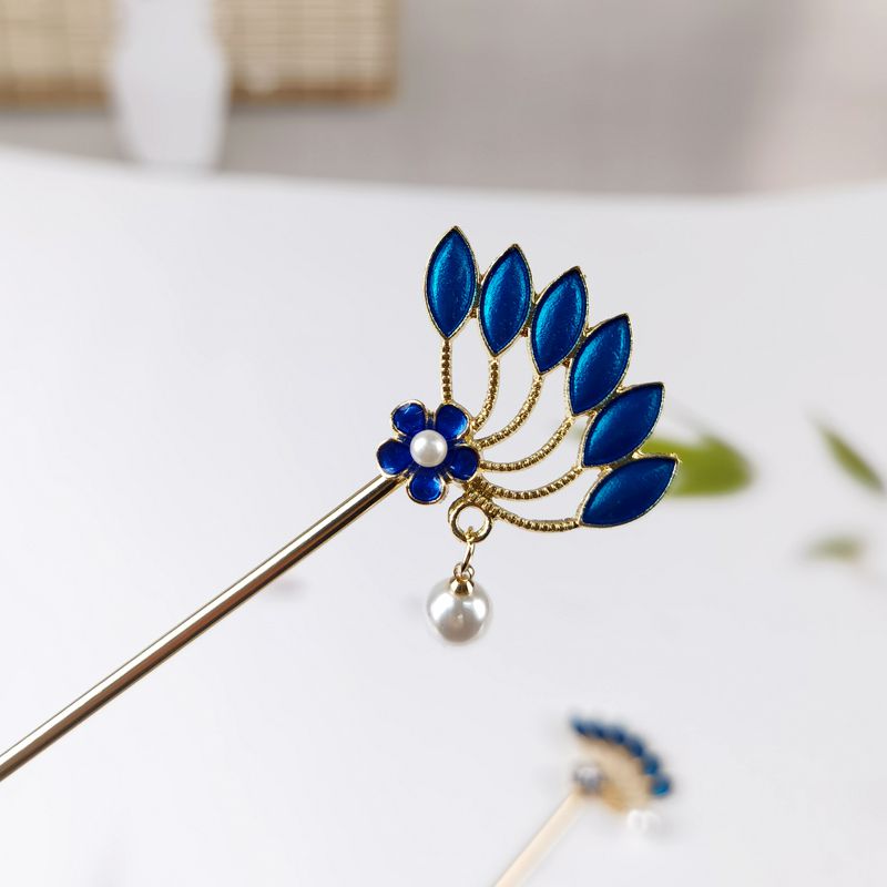 Luxury Metal Hair Stick Hanfu Cloisonne Hairpins for Women Head Jewelry